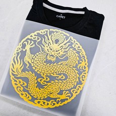 이로나 의류 리폼 DIY 다림질 열전사지 패치 곤룡포 황룡 봉황 대형 소형, 1개, 정면황룡20cm