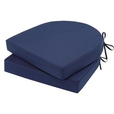 Topotdor 야외 의자 쿠션 2개 세트 43.2 x 40.6 5.1cm(17 16 2인치) 가구용 방수 파티오 쿠션 라운드 코너 시트 색상 견뢰도 패드 타이 포함 그, 로열 블루, 19"x19"x3"(2 Pack-U Shaped)
