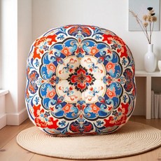 해피유통 겨울 따뜻한 단모 방석 원형 좌식 방석 전통 문양 푹신한 쿠션, 40X40CM, 3
