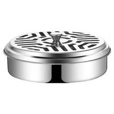 不鏽鋼蚊香盒 蚊香盤 帶蓋金屬蚊香盒 防蚊驅蟲安全蚊香托盤, 01.釘盤帶蓋-不鏽鋼蚊香盒