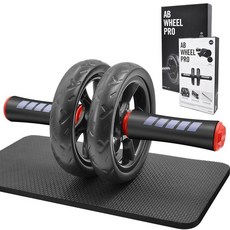 FEELCAT 컨버터블 복근 휠 롤러 및 코어 운동 무릎 패드가 있는 운동 휠 체육관 또는 가정에서 듀얼 피트니스 근력 훈련 모드가 더블 세트 (레드 휠)_160620, 레드 더블 휠_160620