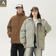 ANYOU 기모 후드 패딩 점퍼 남녀공용 추동 빅사이즈 방한 아우터