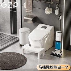 家用加厚馬桶凳 腳踩神器 衛生間坐便腳凳 兒童凳子 弧型貼合 珍珠白 雙重防滑, 弧型貼合 珍珠白 強效承重-雙重防滑,長寬高：40cm*21cm*17cm