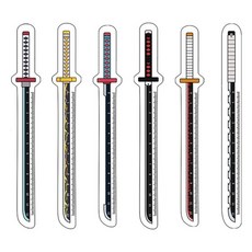 귀멸의 칼날 캐릭터 칼모양 12CM 투명 아크릴 눈금자, 렌고쿠 WC333