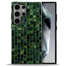 DJSOK 삼성 갤럭시 S25 엣지와 호환 유광 PC 긁힘 방지 충격 방지 케이스 - 할로윈 컬러풀 스컬 플로럴, Samsung Galaxy S25 Ultra, 미적 톤 타일 그린 글라스