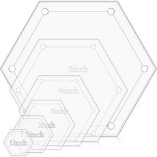 퀼팅 템플릿 6Pcs 육각 세트 아크릴 도구 마킹 구멍이 있는 재봉 1" 1.5" 2" 3" 4" 5" 패치워크 DIY 공예용 자 색상:투명, Transparent