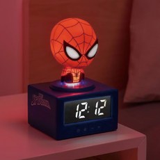 漫威蜘蛛人造型鬧鐘，可愛夜燈功能，輕拍貪睡，官方音效，正版授權, 彩色