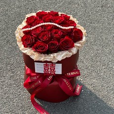 訂婚花束成品玫瑰花束永生花新婚禮物女生送閨蜜女友老婆仿真花束, 15朵唯愛你紅色包裝 1個