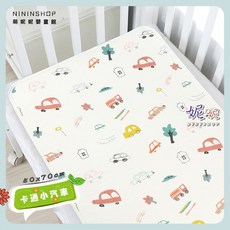 雙層紗布隔尿墊 - 嬰兒尿布墊 防水保潔墊 - 適用於生理期、產褥期及嬰兒床, 1個, A-03-卡通小汽車