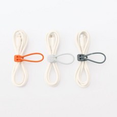(정품배송) 무인양품 고무 케이블 밴드 · 3색 세트 2type, 오렌지/라이트그레이/다크그레이