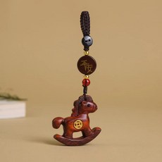 원목 흔들말 키링 행운 소원 장식 미니 말 인형 가방 키홀더 데일리 선물, 사진색