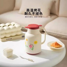 家用保溫壺大容量暖水壺 - 宿舍開水壺 咖啡壺適用 玻璃內膽保溫瓶, 1個, 綠色米蘭壺,1L, 綠色米蘭壺