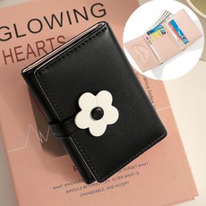 韓版新款花朵錢包可愛短款三折零錢包學生銀行卡包三合一薄款錢夾