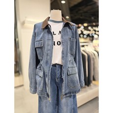 [더틸버리] 배색 칼라 스트링 데님 재킷 DO3M8TK071