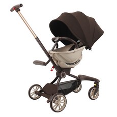 寶寶好V18PLUS半躺溜娃神器高景觀一鍵收車嬰兒推車出口代發, V18plus焦糖奶茶+帶蓋掛包+蚊帳+杯架+頭枕+掛鉤2個:V18plus焦糖奶茶+帶蓋掛包+蚊帳+杯架+頭枕+掛鉤2個