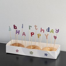 케이크 데코픽 도넛 꾸미기 생일 토퍼 패치워크, 1개, 레인보우