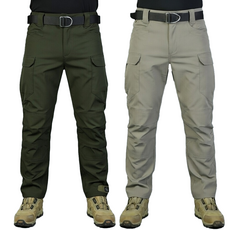 1+1 봄 여름 고급 스판 IX7 튼튼한 전술 바지 작업복 택티컬 등산 낚시 외출 춘추 전술복 작업, 베이지+카키(봄)