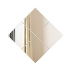 生活夢工場DIY自由組合菱形壁貼鏡面 隨意組合 高清成像 居家裝飾, 四片裝