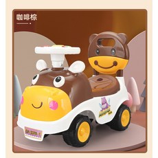 【阿LIN】904856 QX-3378-1嬰幼兒童滑行車 學步車 奶牛四輪車 溜溜車1-3歲可坐 寶寶玩具車 助步車, 咖啡+3號電池2顆, 1個