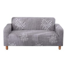 彈性沙發套 灰色小白紋 三人座沙發保護套 防滑耐磨沙發罩, 灰色, 1套裝