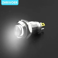 8mm 방수 금속 푸시 버튼 스위치 LED 조명 자동 잠금/래칭 재설정/순간 3V 12V, 02 Self locking, 04 220V용, 04 하얀색