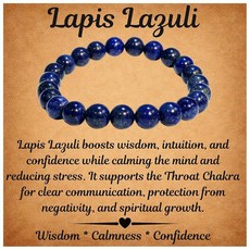 ECLATIS Lava Rock 디퓨저 디자인 팔찌 여성 및 남성 천연 힐링 크리스탈 영적 보호 긍정적인 에너지를 위한 8mm 라운드 비즈 신축성 있는 조절 가능한 사이즈, 라피스 라줄리