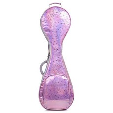 可開發票 琵琶包鐳射便攜透明漸變大號琵琶袋樂器配件手提包雙肩背包袋 琵琶包 雙肩背琵琶袋 樂器袋 琵琶 防水 樂器包, 鐳射粉色菱格水珠贈套弦+擦布+2膠布, 1個