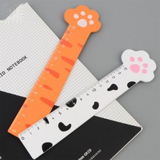[하루셀렉] 반려동물자 귀여운 고양이 발 모양 15cm 자, 오렌지