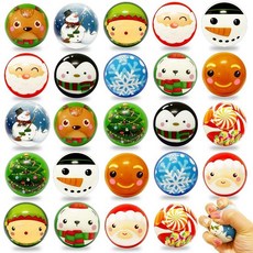 크리스마스 스트레스 볼 24개 6.4cm(2.5인치) 폼 스퀴즈 볼 산타클로스 눈사람 엘크 완화 장난감 파티 선물 스타킹 스터퍼 선물 가방 필러 12가지 스타일