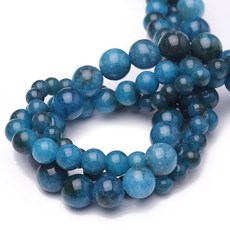 Chicager 주얼리 제작용 천연 보석 비즈 6mm 블루 토르말린 광택 매끄러운 라운드 원석 비즈 팔찌 목걸이용 38.1cm(15인치), Apatite