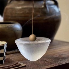 日本荒川尚也手作琉璃香插 禪意茶道茶具配件 香臺擺件, 金球+玻璃, 1個