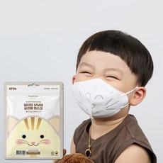 힐타임 냥냥이 KF94 새부리형 유아 마스크, 화이트, 1개, 5매입