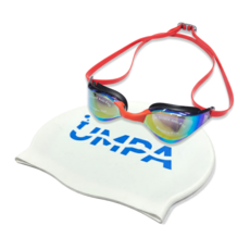 음파 수모 물안경 수경 패킹 안티포그 나노코팅 화이트 실리콘 수모 세트, 1개, 레드