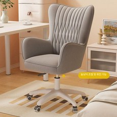 화장대 의자 안락의자 안락 소파 독서 휴식 1인용, 실목 다리, 고정 팔걸이, 높은 등받이 벨벳그레이 나일론 다리