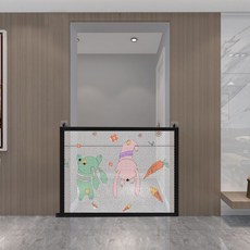 可伸縮嬰兒隔離防護門欄兒童圍欄門寵物圍欄寵物防護欄隔離網, 1個, 兔子89*85黏貼扣+無痕釘