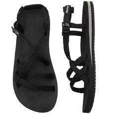 Docosy 여성용 스포츠 샌들 캐주얼 여름 플랫 애슬레틱 샌들 아치 서포트 요가 매트 안창 산책 해변 휴가용 (퓨어 블랙 9 US)