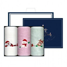 EA 송월타올 크리스마스 점프 130g 3매 선물세트 쇼핑백 세면타올 기념수건 답례품, 1개, 상세페이지 참조