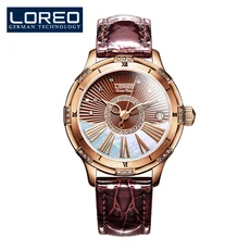 LOREO-럭셔리 여성 시계 브랜드 사파이어 크리스탈 패션 자동 식