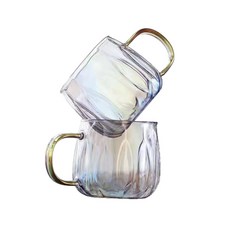 輕奢玻璃水杯套裝, 琥珀羽翼杯2只, 1套, 2L