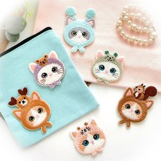 皮卡布CH10貓咪可愛刺繡布貼徽章，可熨燙/魔鬼氈設計，DIY裝飾補丁臂章布貼紙, 1個, 1號,513L超黏貼紙(可直接貼包包、帽子)