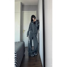 休閒套裝女 美式學院風 寬鬆百搭開衫衛衣大學跑步兩件套 韓版顯瘦