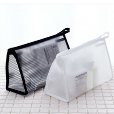 여성용 여행용 투명 지퍼 똑딱이 메쉬 파우치 2종 세트