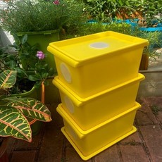 多層蚯蚓堆肥桶 廚餘桶 蚯蚓糞肥 蚯蚓堆肥箱 蚯蚓養殖箱, 黃色蚯蚓箱【三層】, 1個