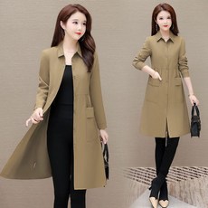 중년 여성 트렌치 코트 가을 패션 하프 긴팔 재킷 캐주얼 엄마복 셔츠 아우터 LCL