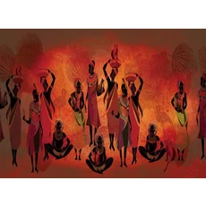 낙서 추상 아프리카 흑인 부족 여성 과일 포스터 풍경 아트 캔버스 회화 벽 그림 홈 장식, 09 70X100cm Unframed, 02 12, 한개옵션2