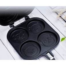 尚宏 四動物造型鬆餅模具 - 紅豆餅/雞蛋糕烤盤, 1個, 四動物模+矽膠刷