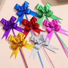 리본장식 1초 선물포장리본 완성 반짝이 6cm 선물포장 선물포장리본, 레드(a)