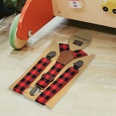 패션멜빵 패턴 어린이 멜빵 레드체크