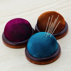 나무받침형 핀쿠션 바느질 공예 스티치 바늘 핀 쿠션, 블루UK00831, 1개