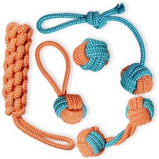 YINOR 5팩 천연 코튼 로프 개 씹는 장난감 - 소형 및 중형견을 위한 강아지 이빨 인터랙티브 줄 공격적인 사람을 내구성 있는 매듭 디자인